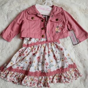 Little Lass Pink Floral Kids Formal Dress